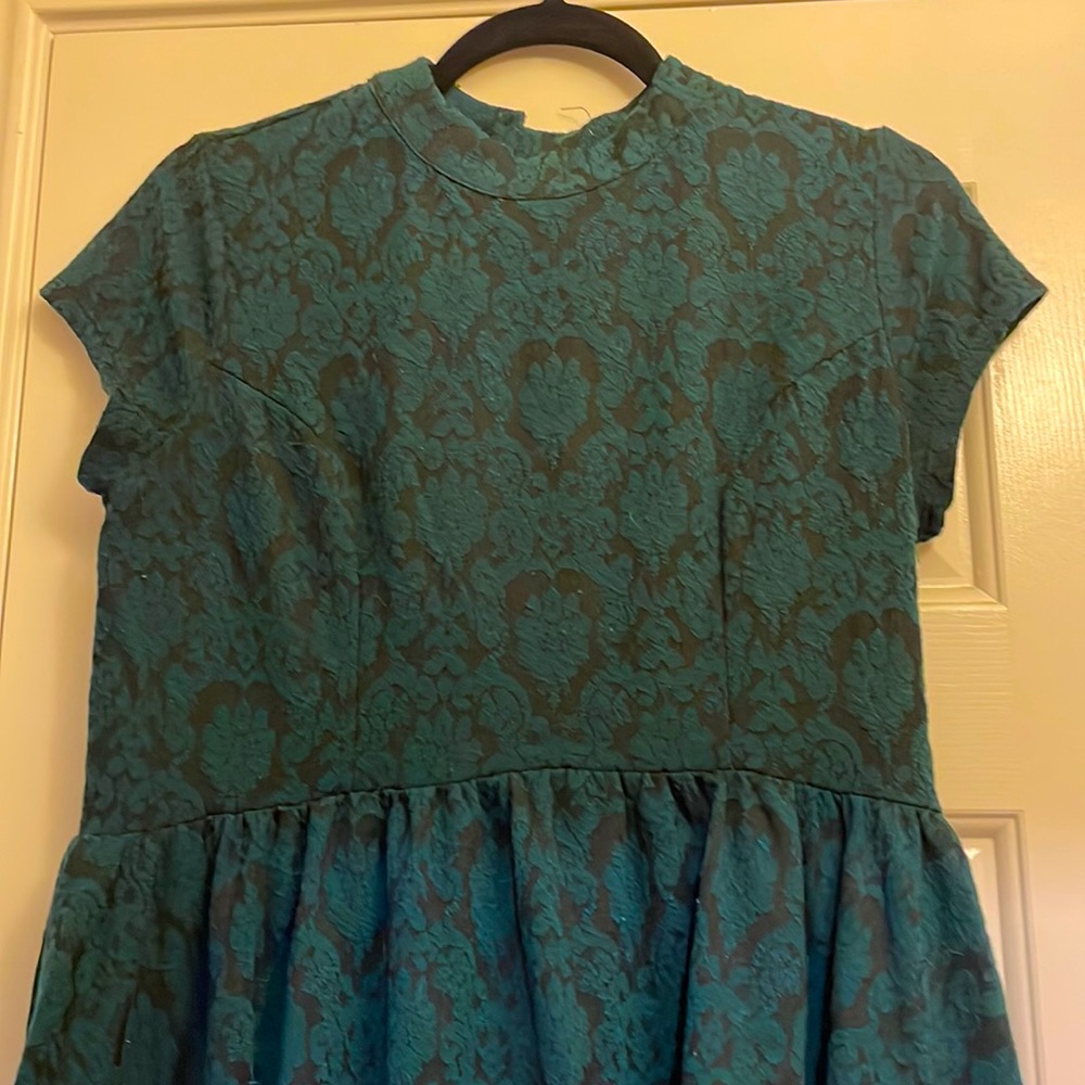 COPY - Forest Green and Black Print Shortsleeved Dress